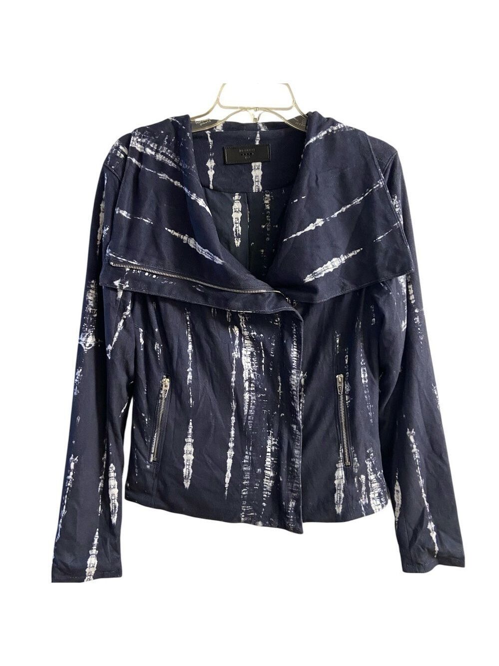 Blank NYC Navy and White Printed Zip faux suede Jacket medium